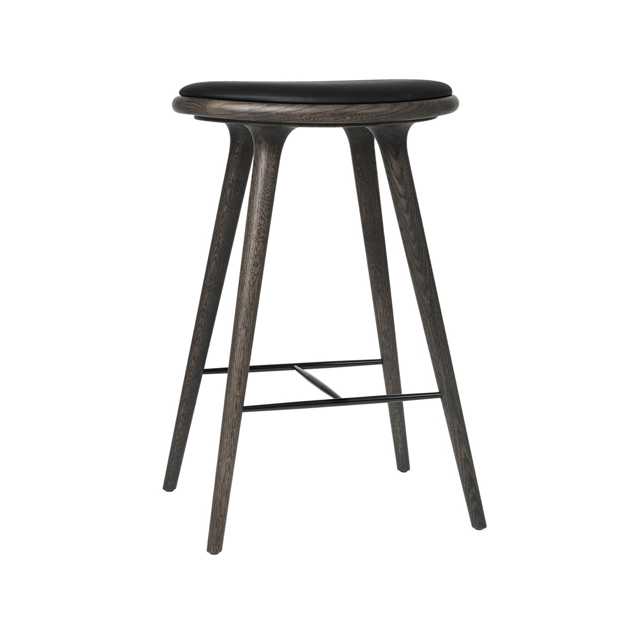 High Stool: Counter + Grey Stain Oak + Black Leather