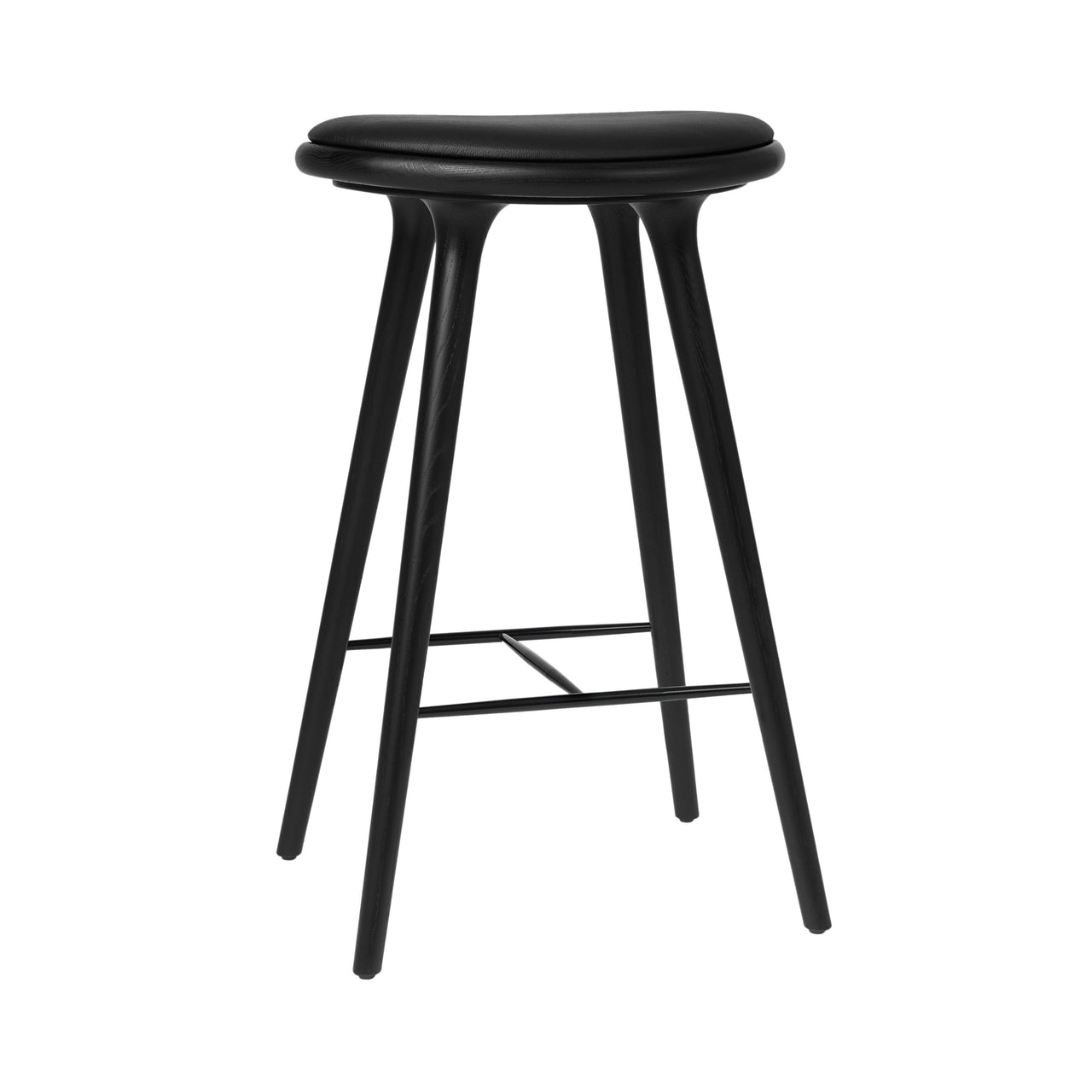High Stool: Bar + Black Stain Oak + Black Leather