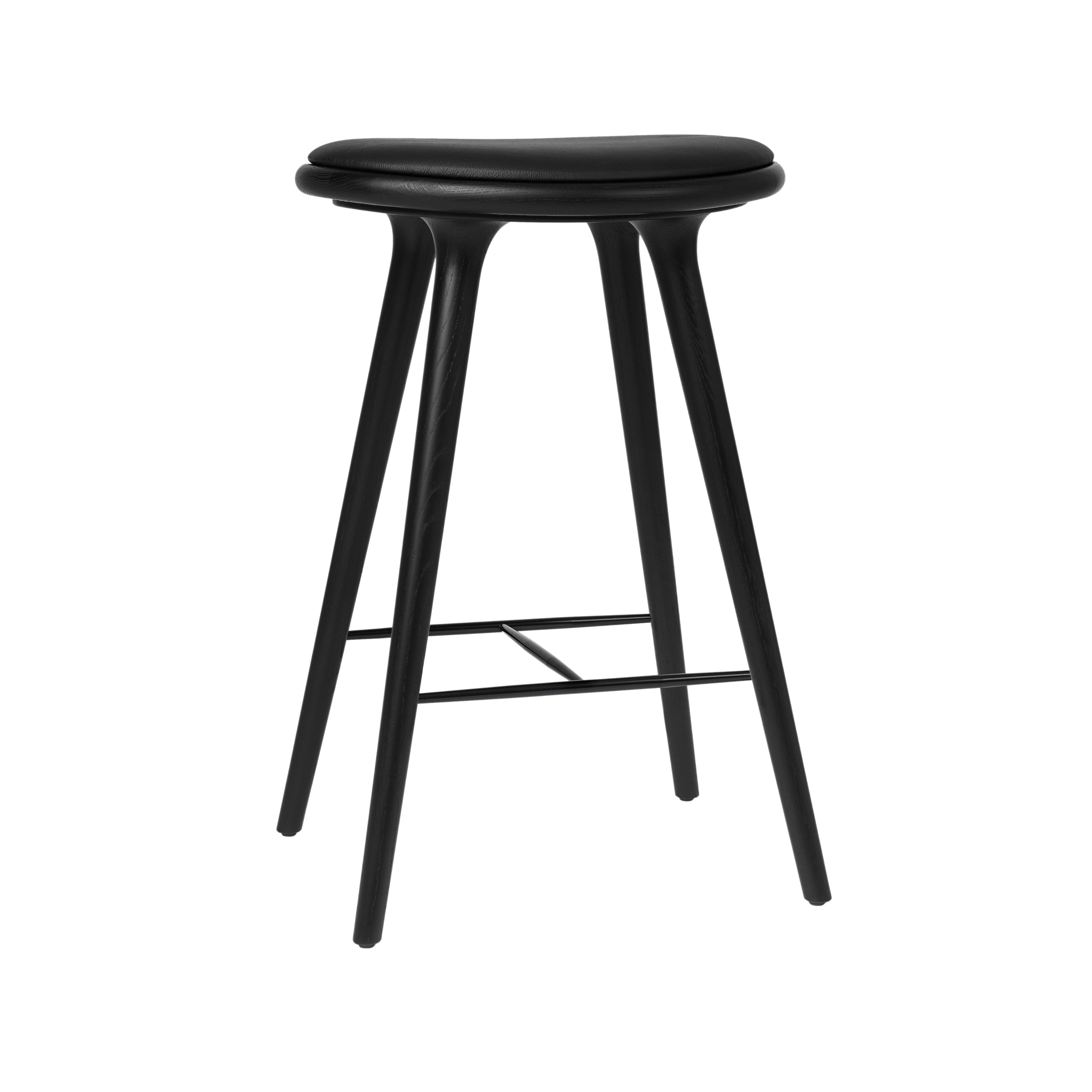 High Stool: Counter + Black Stain Oak + Black Leather
