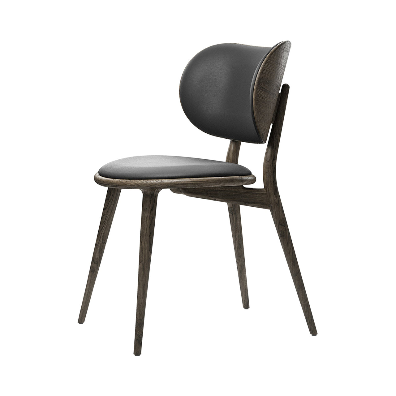 The Dining Chair: Grey Stained Oak + Black Leather