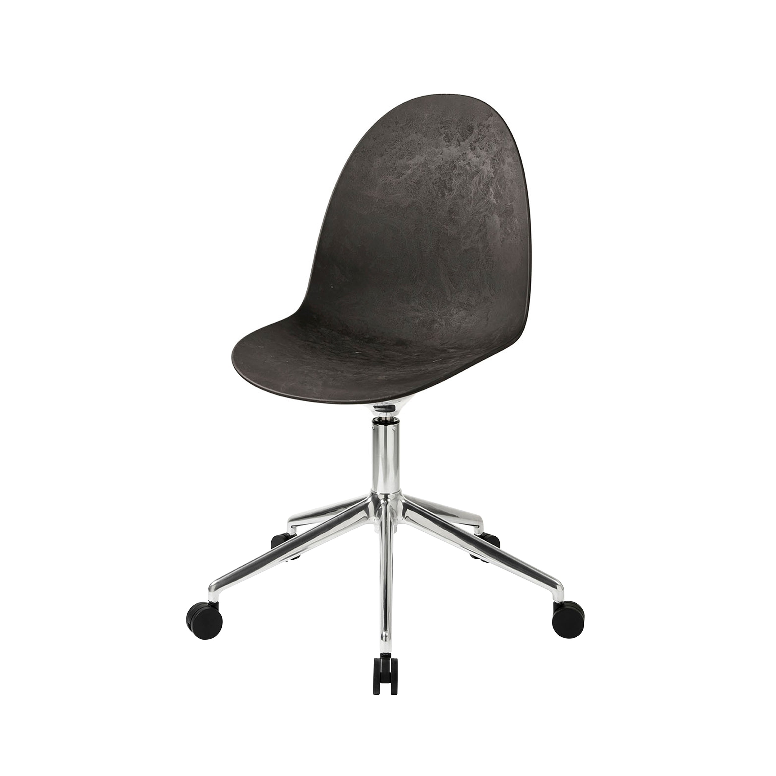 Eternity Swivel with Castor:  Coffee Waste Black + Polished Aluminum