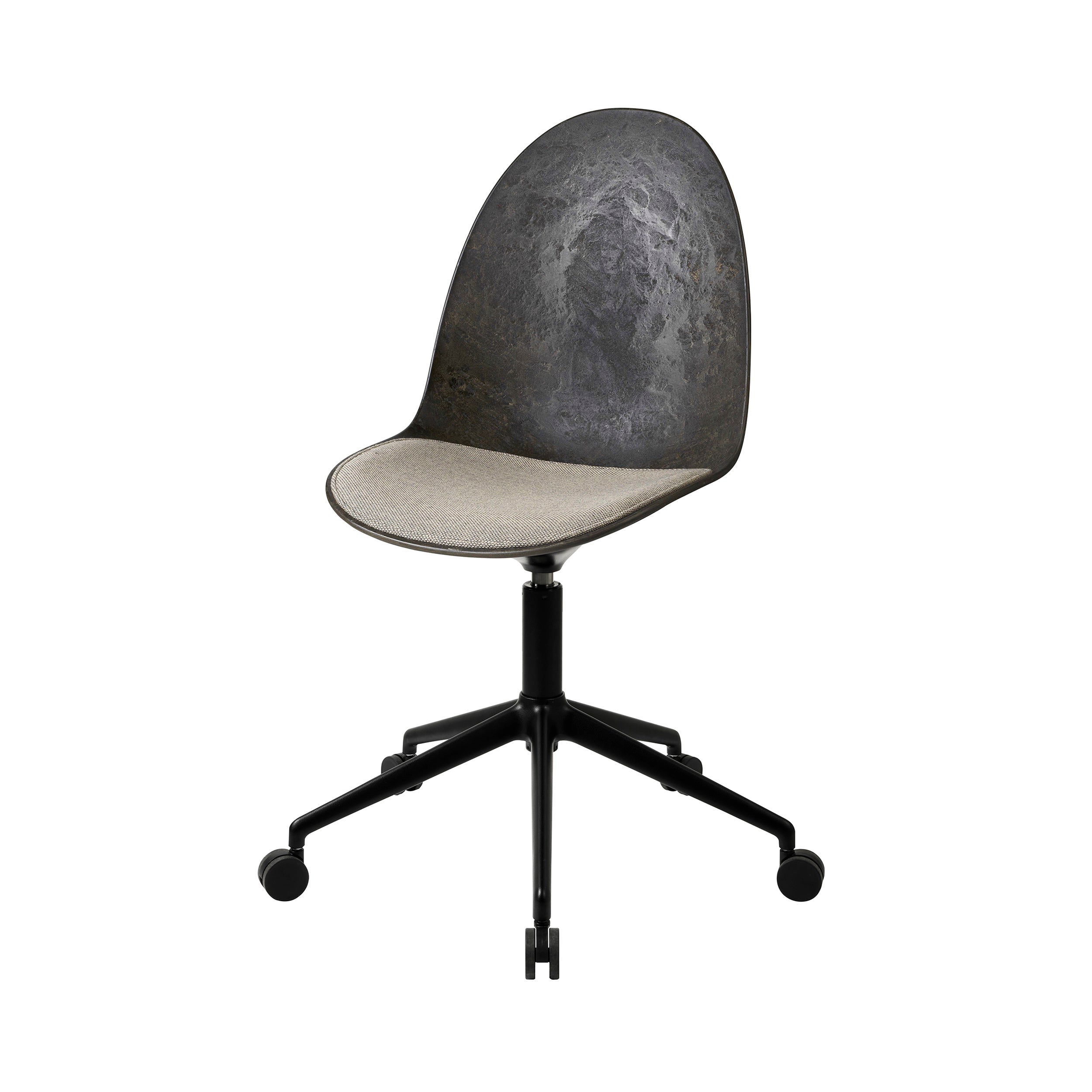 Eternity Swivel Chair with Castor: Seat Upholstered + Coffee Waste Black + Black