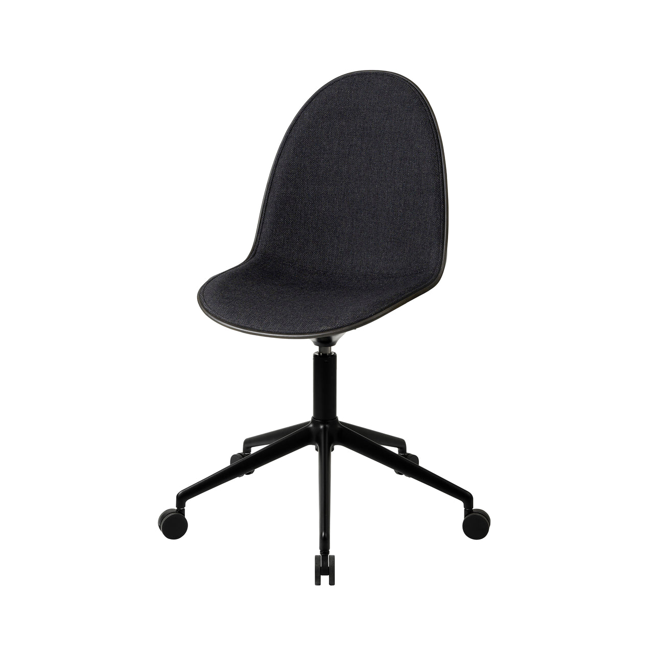 Eternity Swivel Chair with Castor: Front Upholstered + Black