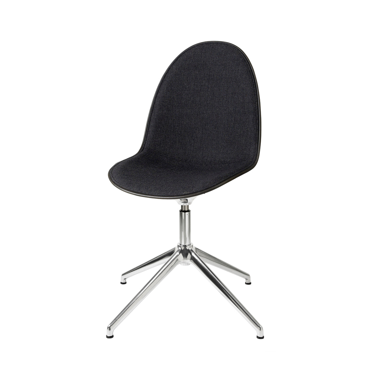 Eternity Swivel Chair: Front Upholstered + Coffee Waste Black + Polished Aluminum