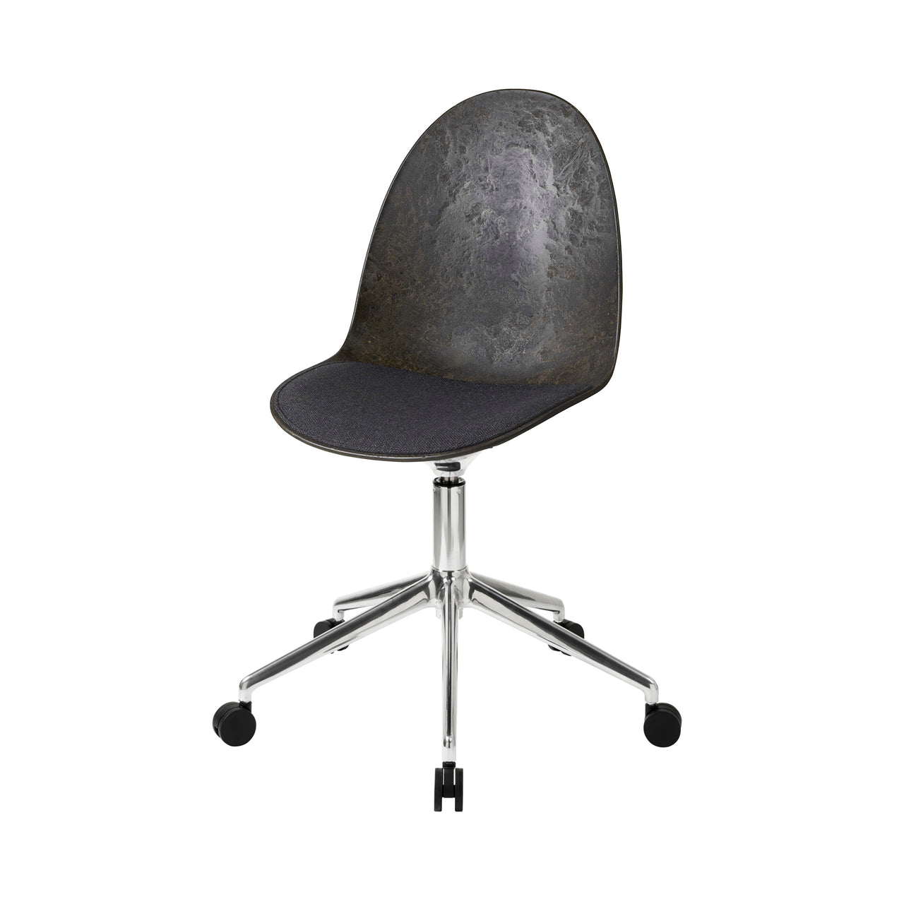 Eternity Swivel Chair with Castor: Seat Upholstered + Coffee Waste Black + Polished Aluminum