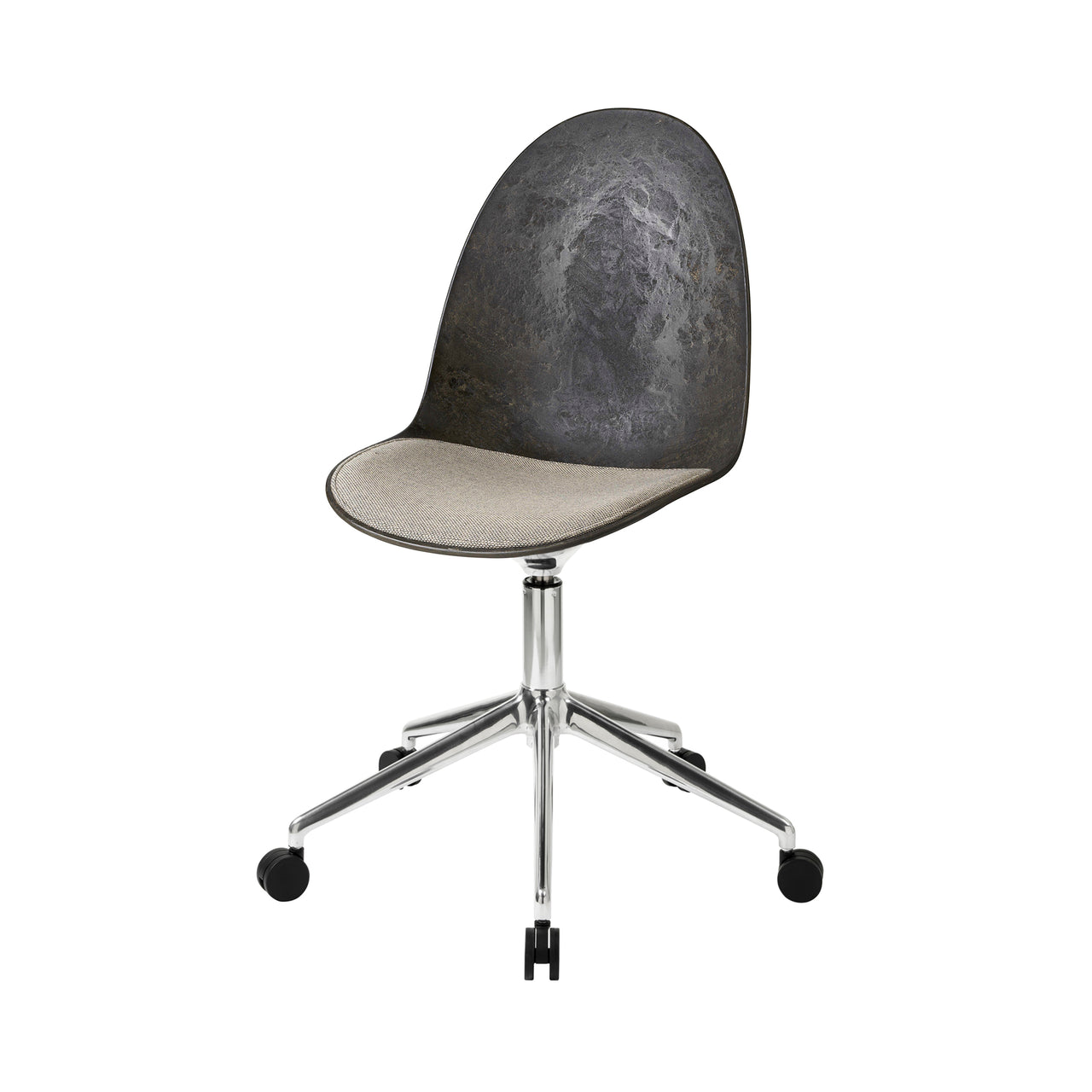Eternity Swivel Chair with Castor: Seat Upholstered + Coffee Waste Black + Polished Aluminum