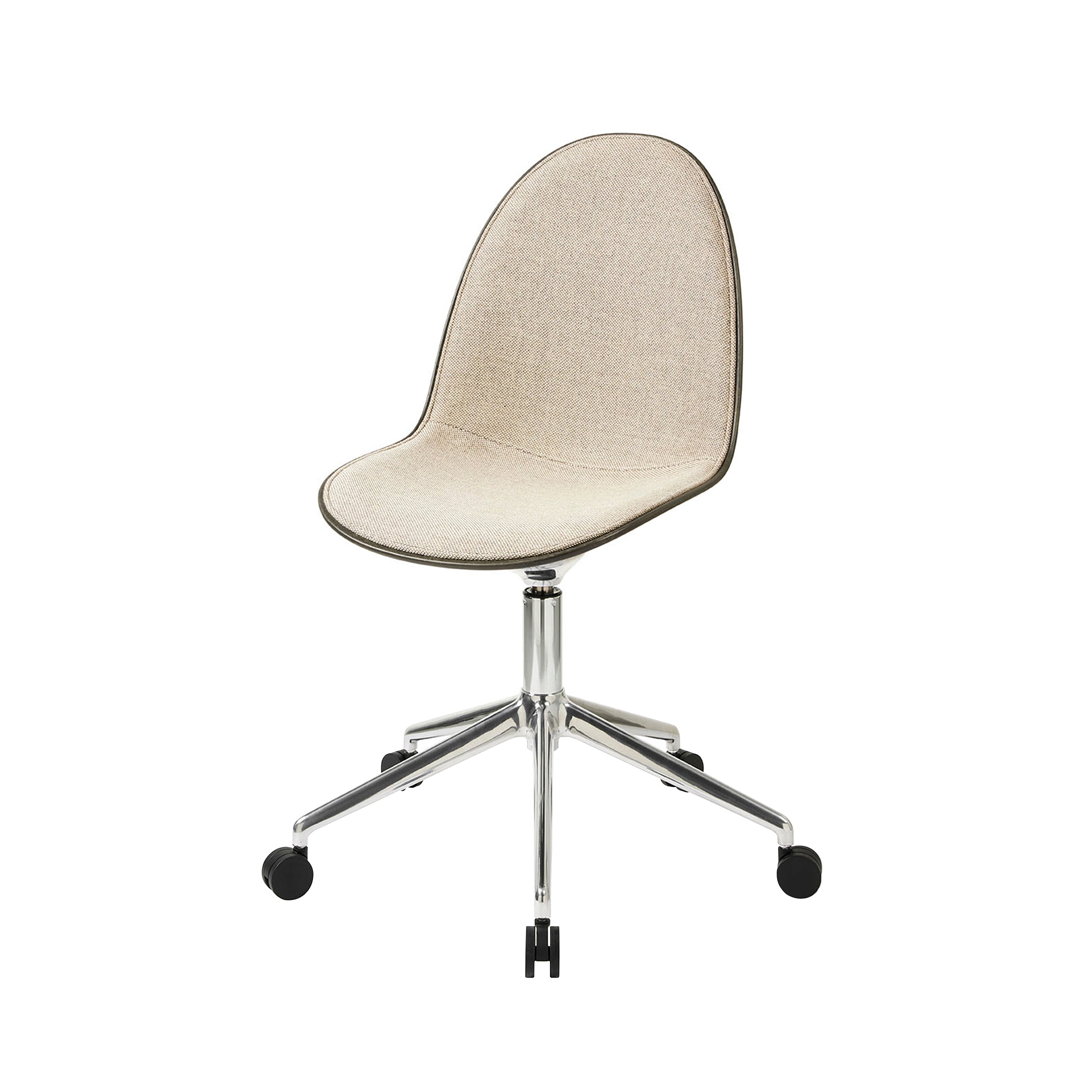 Eternity Swivel Chair with Castor: Front Upholstered + Polished Aluminum