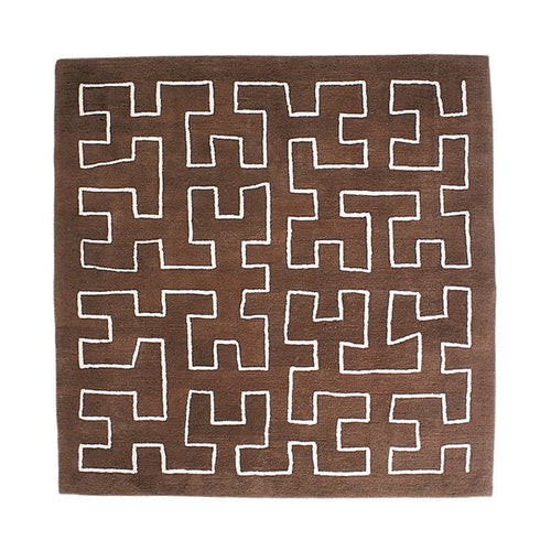 Maze Platinum Square Rug: Small + Brown