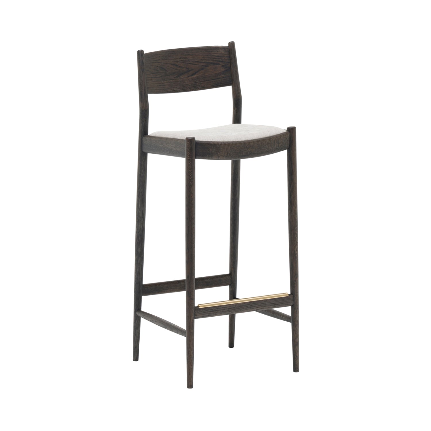 Minatomirai Cafe Bar + Counter Stool N-BS01: Upholstered + Bar + Smoked Oak