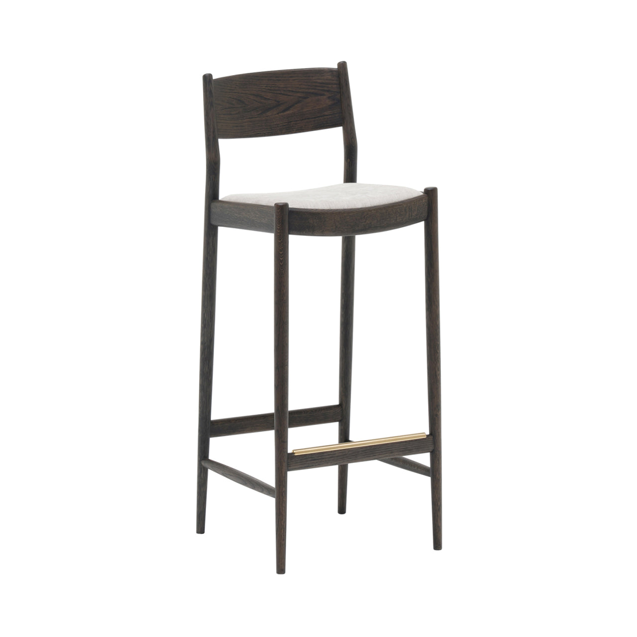 Minatomirai Cafe Bar + Counter Stool N-BS01: Upholstered + Bar + Smoked Oak