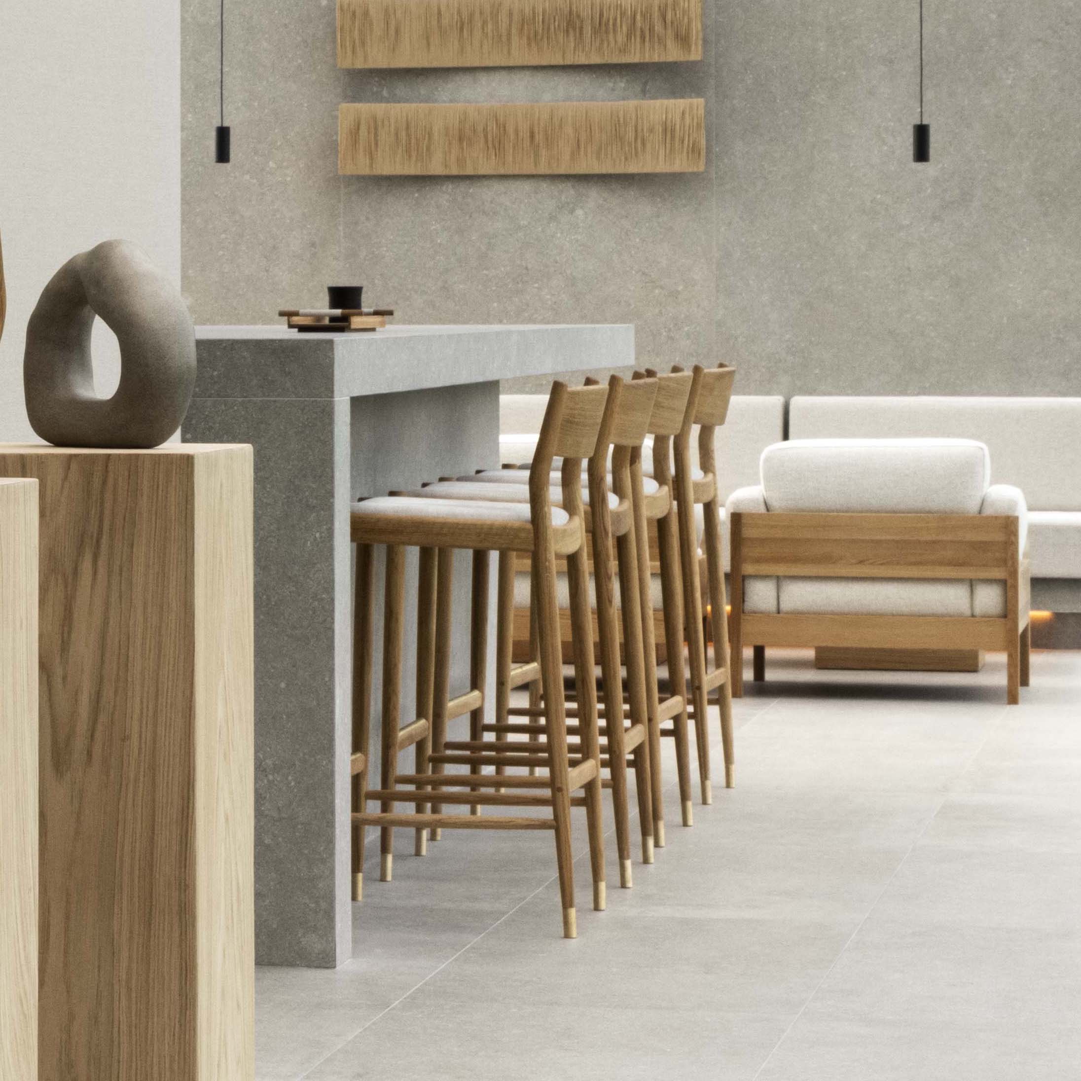 Minatomirai Cafe Bar + Counter Stool N-BS01: Upholstered + LS