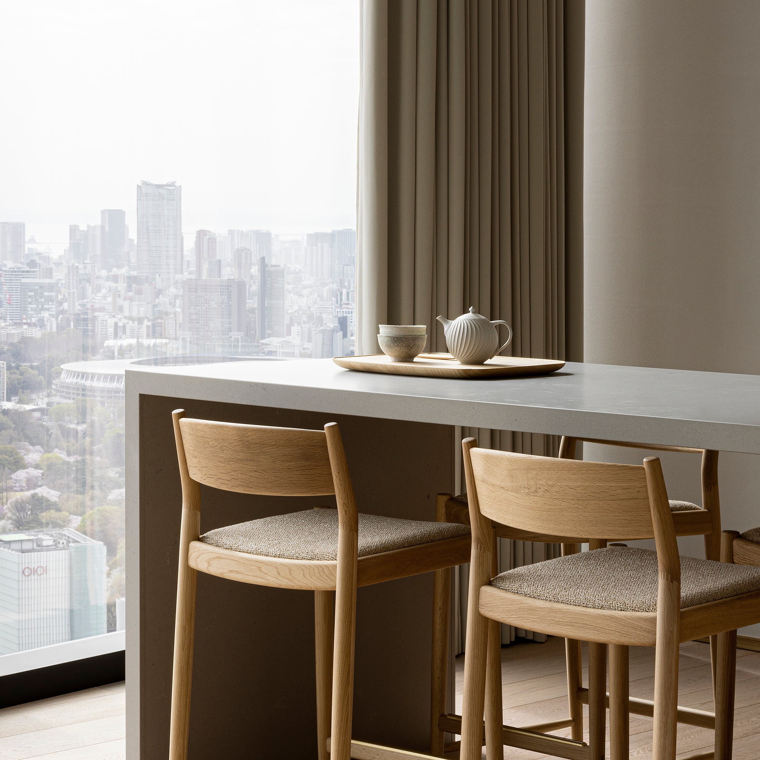 Minatomirai Cafe Bar + Counter Stool N-BS01: Upholstered + LS