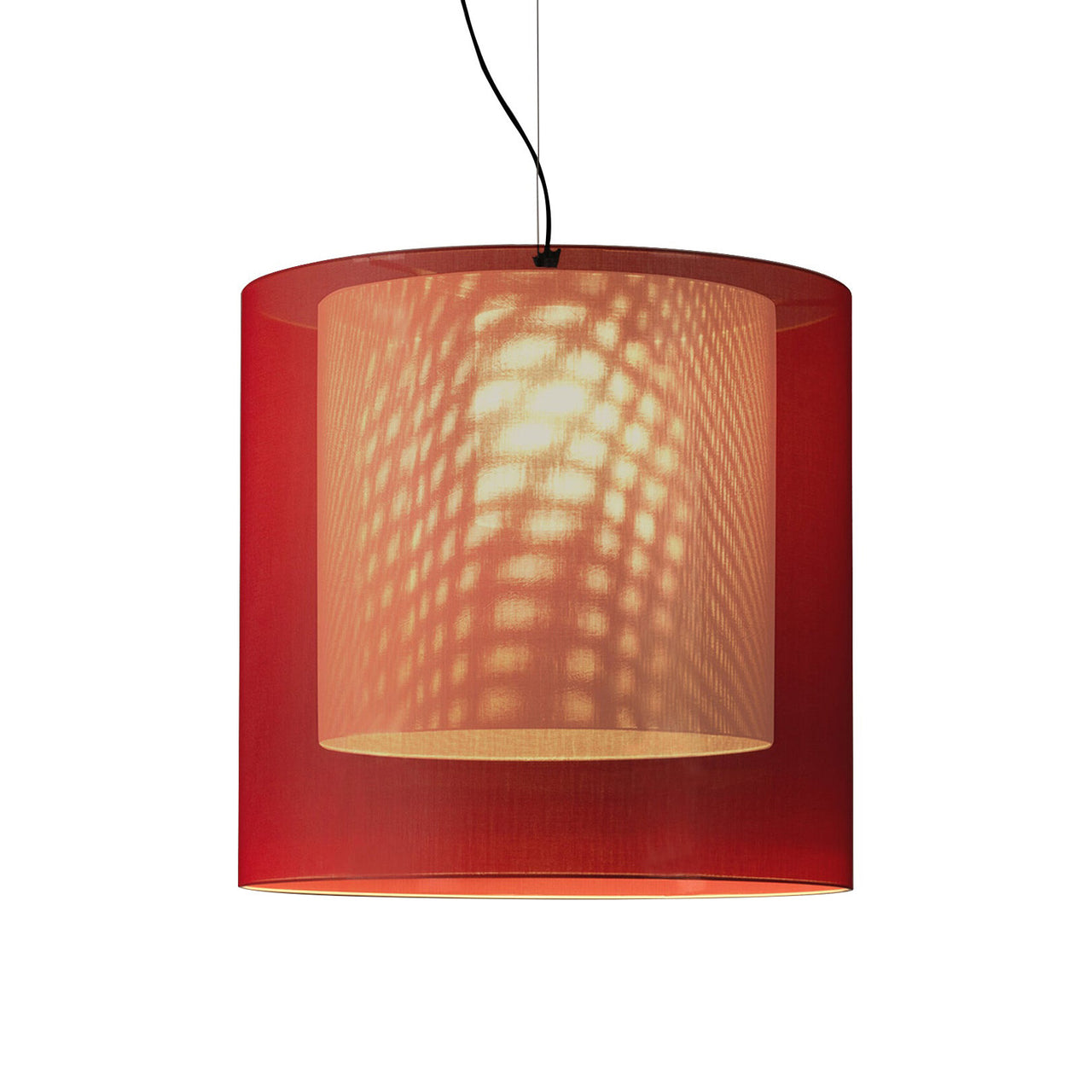 Moaré Pendant Lamp: Extra Large (Double Shade) + Red + White