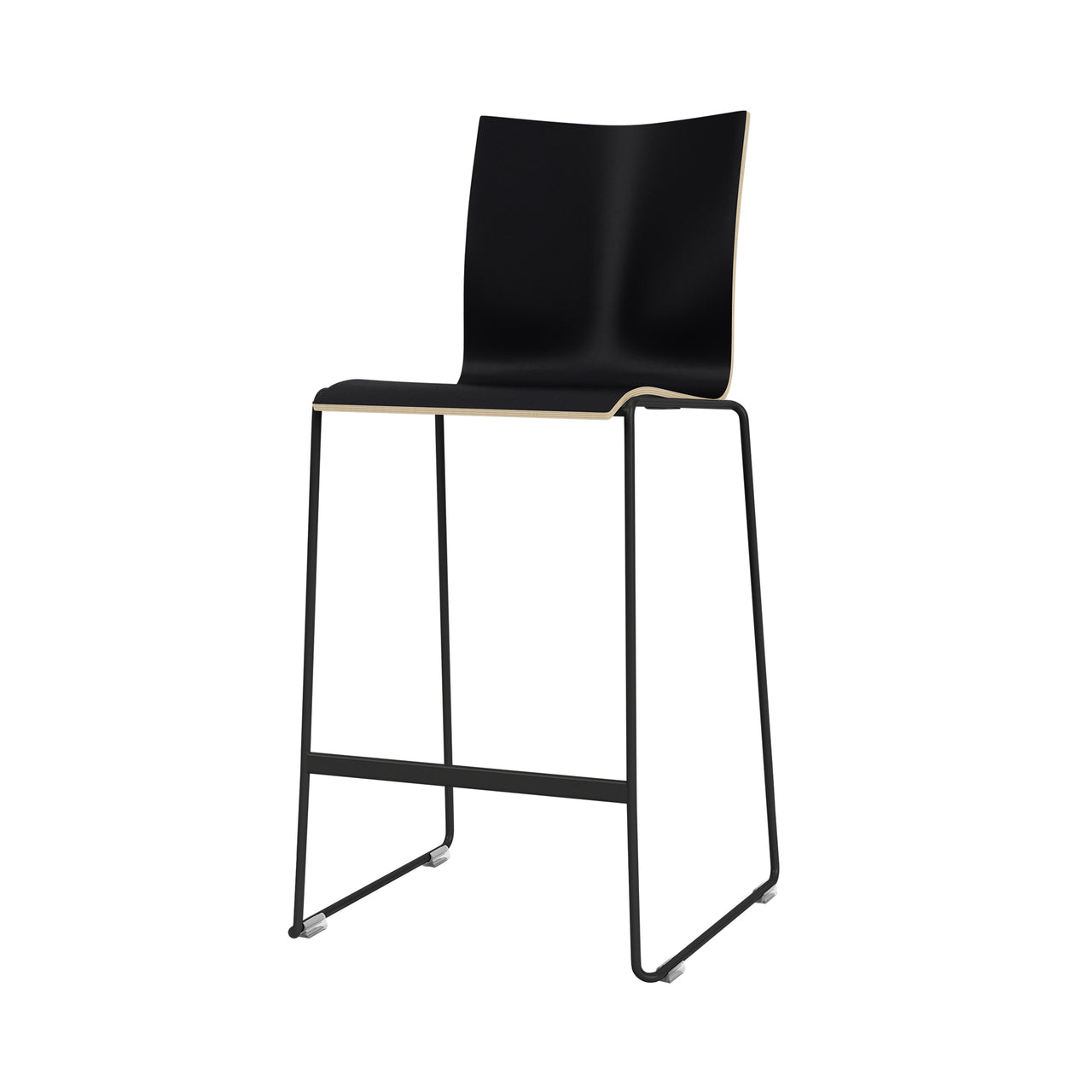 Chairik 119 Counter Chair: Sled Base + Black Plastic + Powder Coated Black