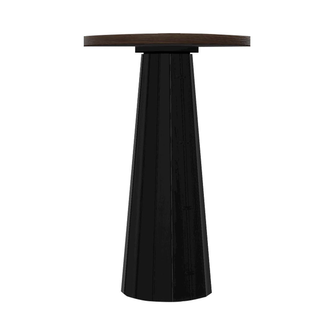 Container Bar Table: Bodhi Cover + Round + Cinnamon Stained + Black Stained