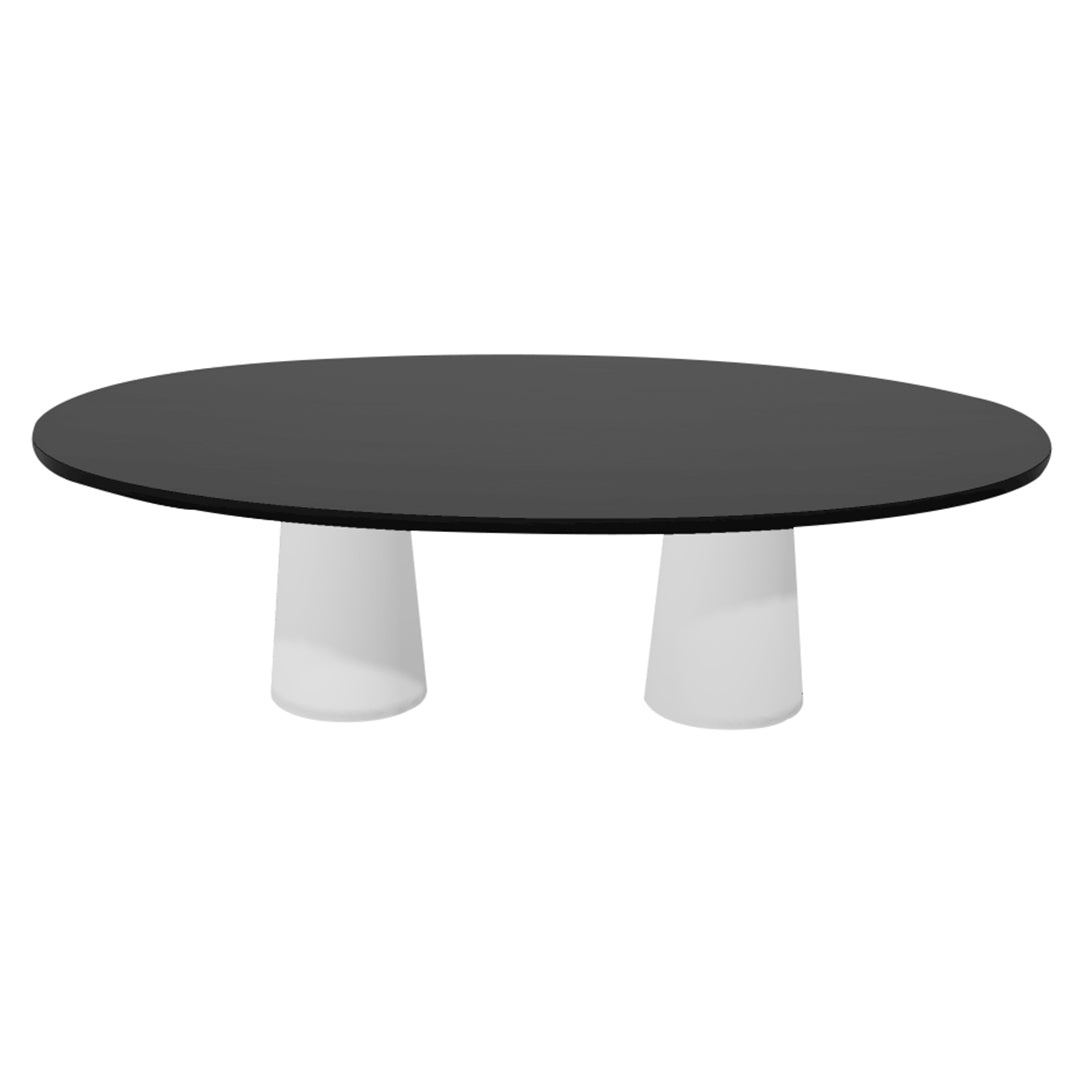 Container Oval Table: Large + Black Stained + White