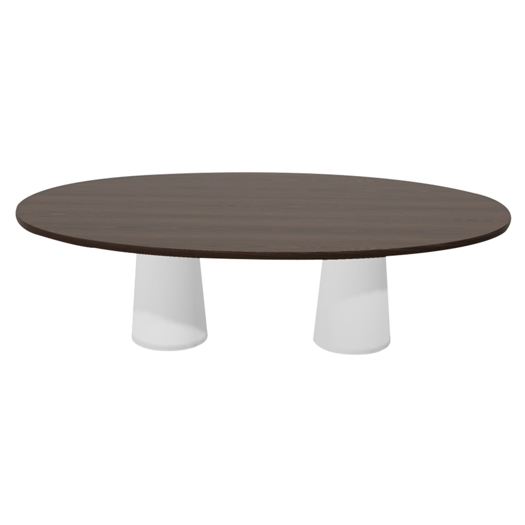 Container Oval Table: Large + Cinnamon Stained + White