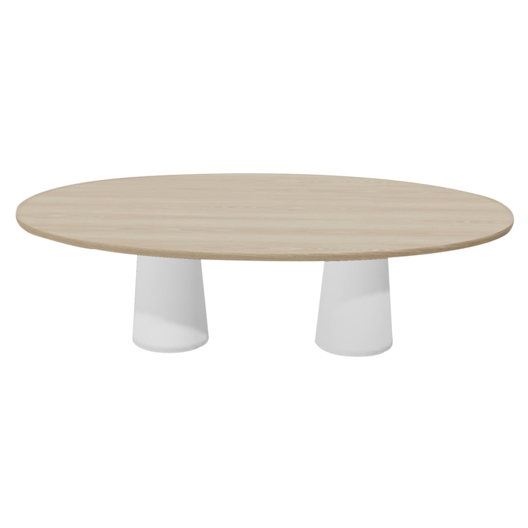 Container Oval Table: Large + White Wash Stained + White