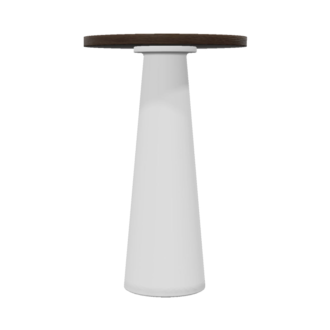Container Bar Table: Round + Cinnamon + White