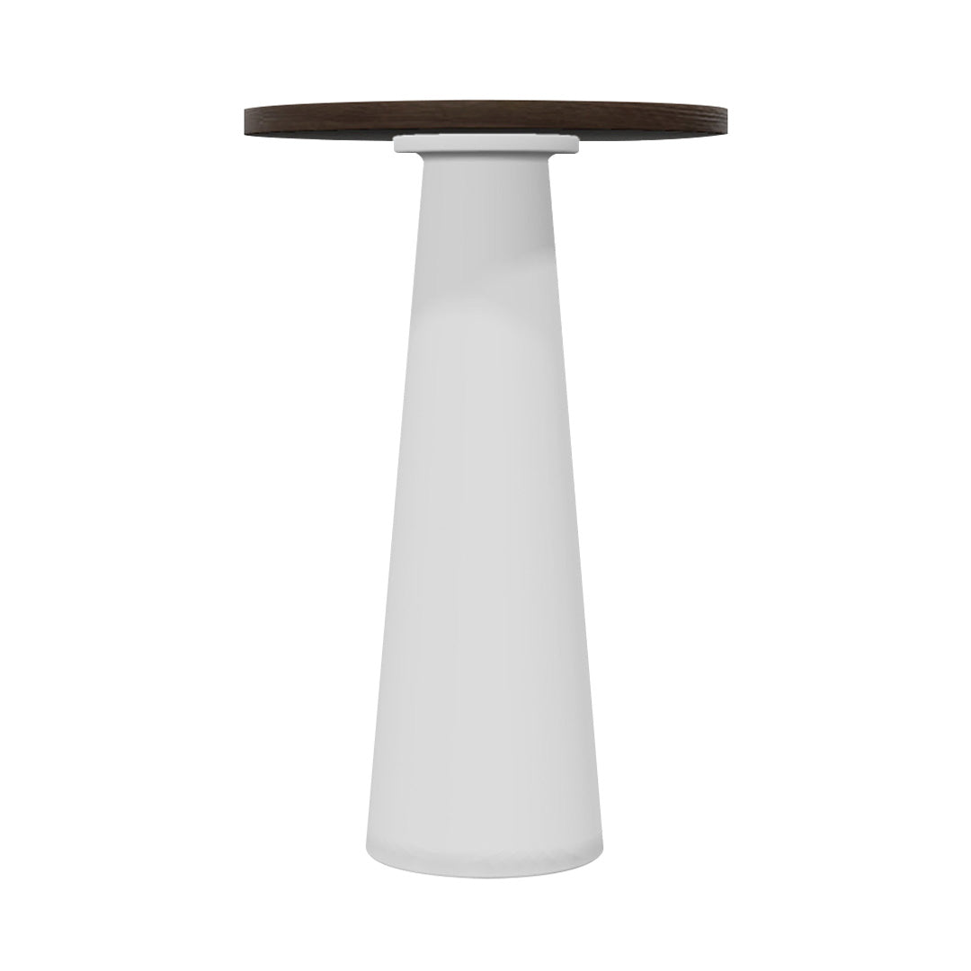 Container Bar Table: Round + Cinnamon + White