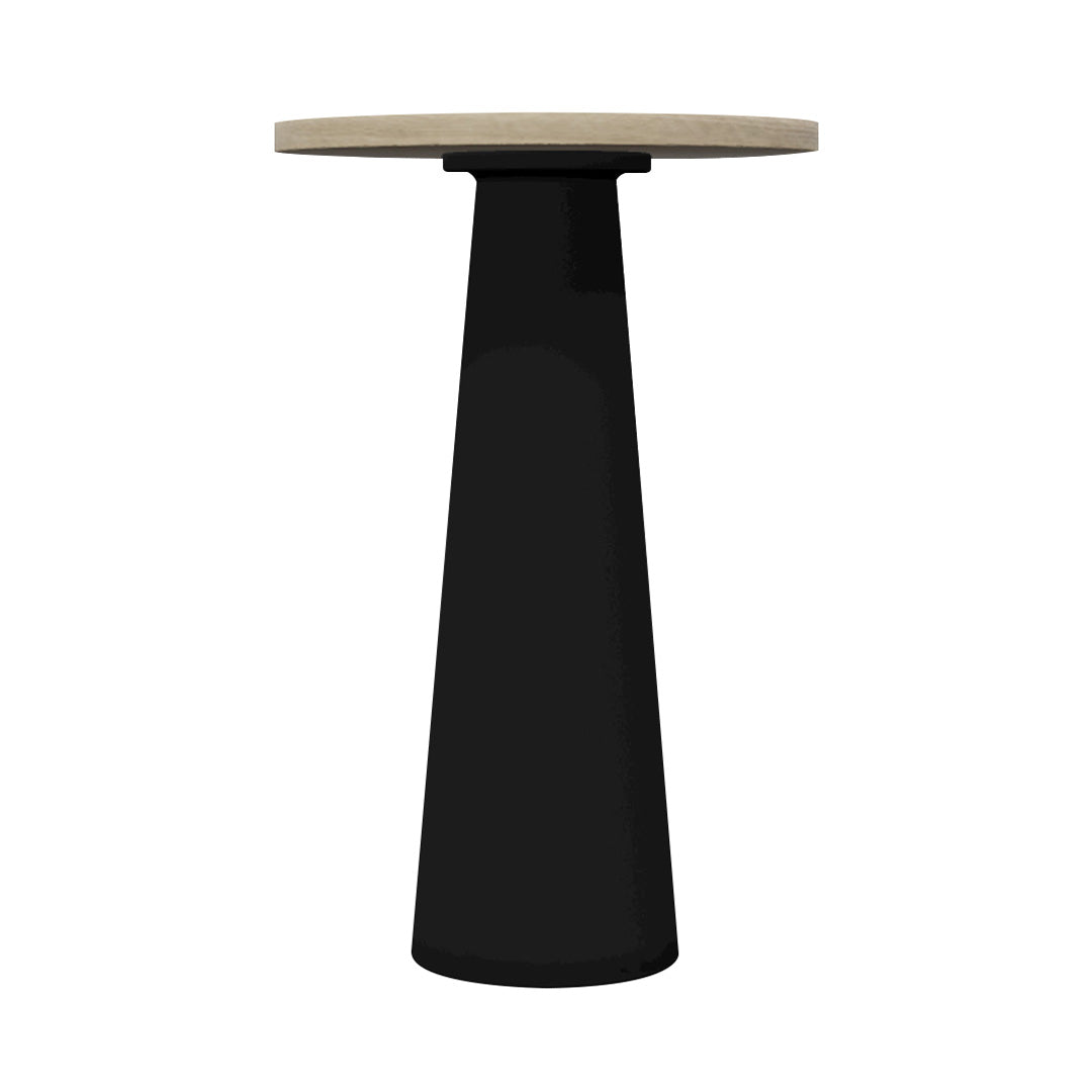 Container Bar Table: Round + White Wash + Black