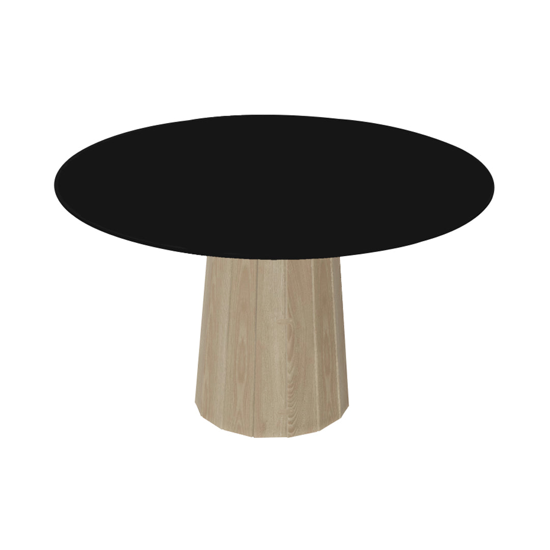Container HPL Round Table: Medium + Bodhi Cover + Black + White Wash