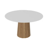 Container HPL Round Table: Medium + Bodhi Cover + White + Natural Oil