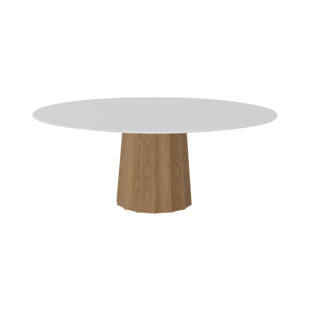 Container HPL Round Table: XXL + Bodhi Cover + White + Natural Oil