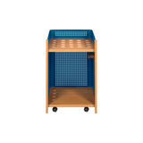 Mou Floor Cue Rack: Oak + Sky Blue