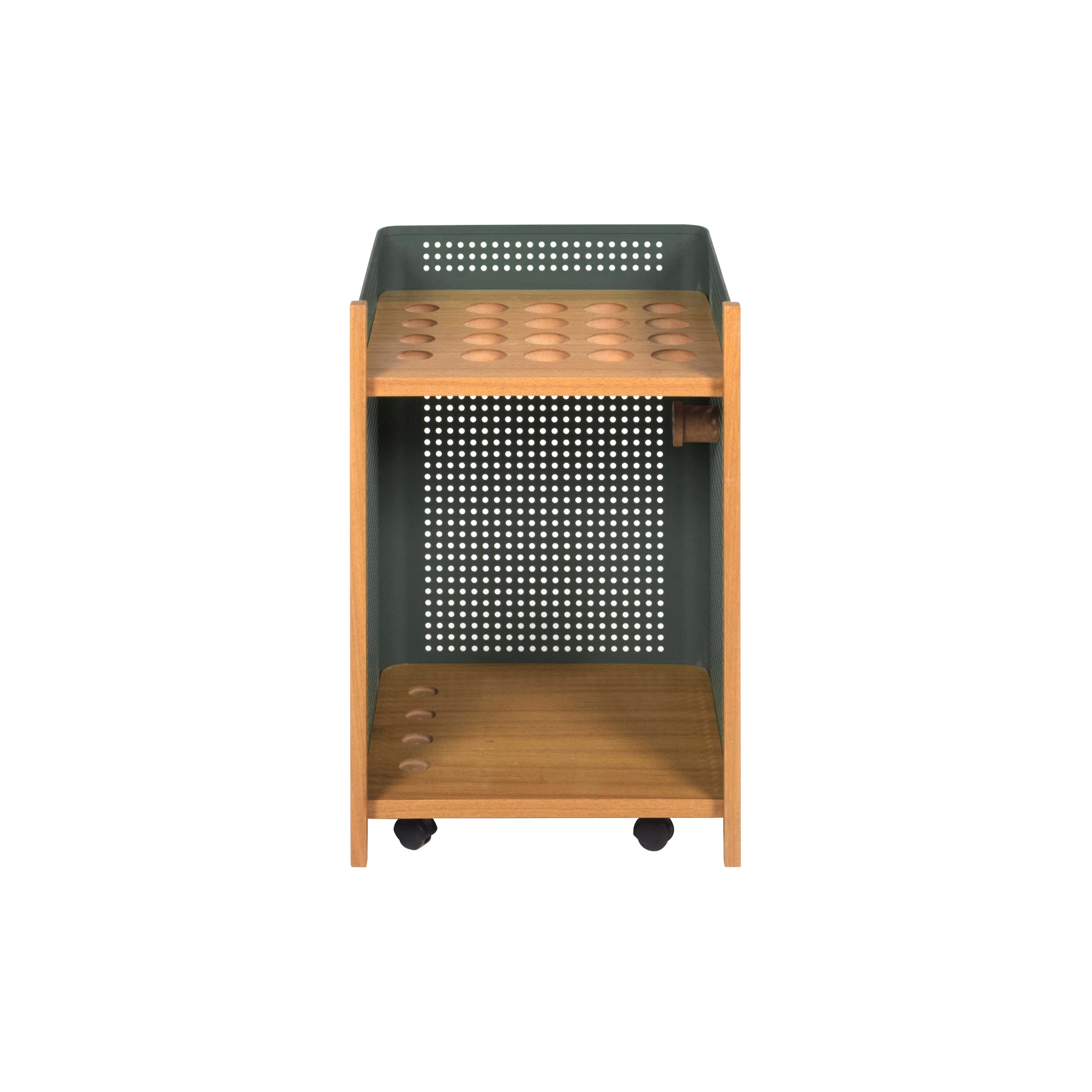 Mou Floor Cue Rack: Oak + Nordic Green