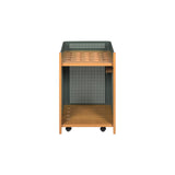 Mou Floor Cue Rack: Iroko + Green