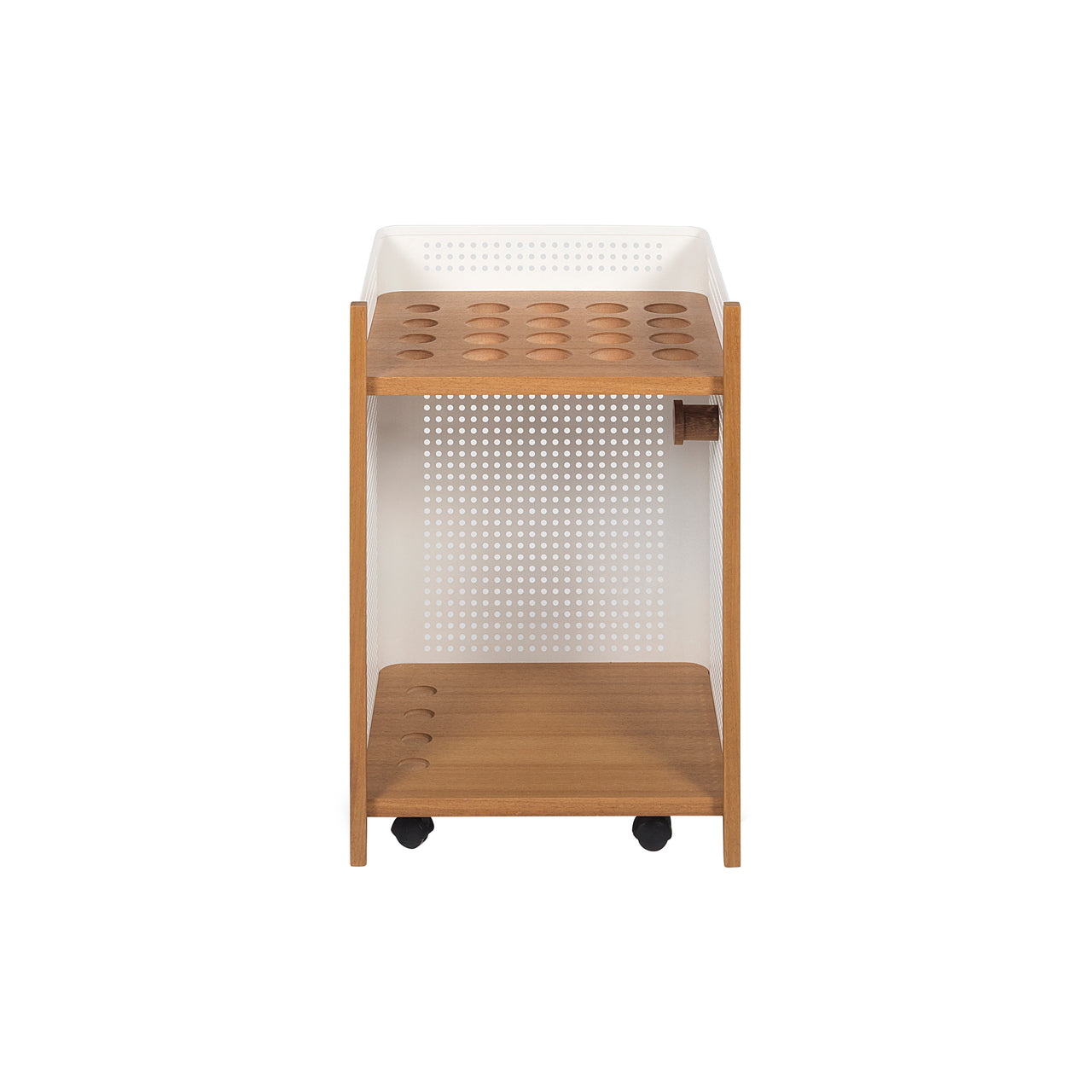 Mou Floor Cue Rack: Iroko + White