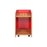 Mou Floor Cue Rack: Oak + Traffic Red