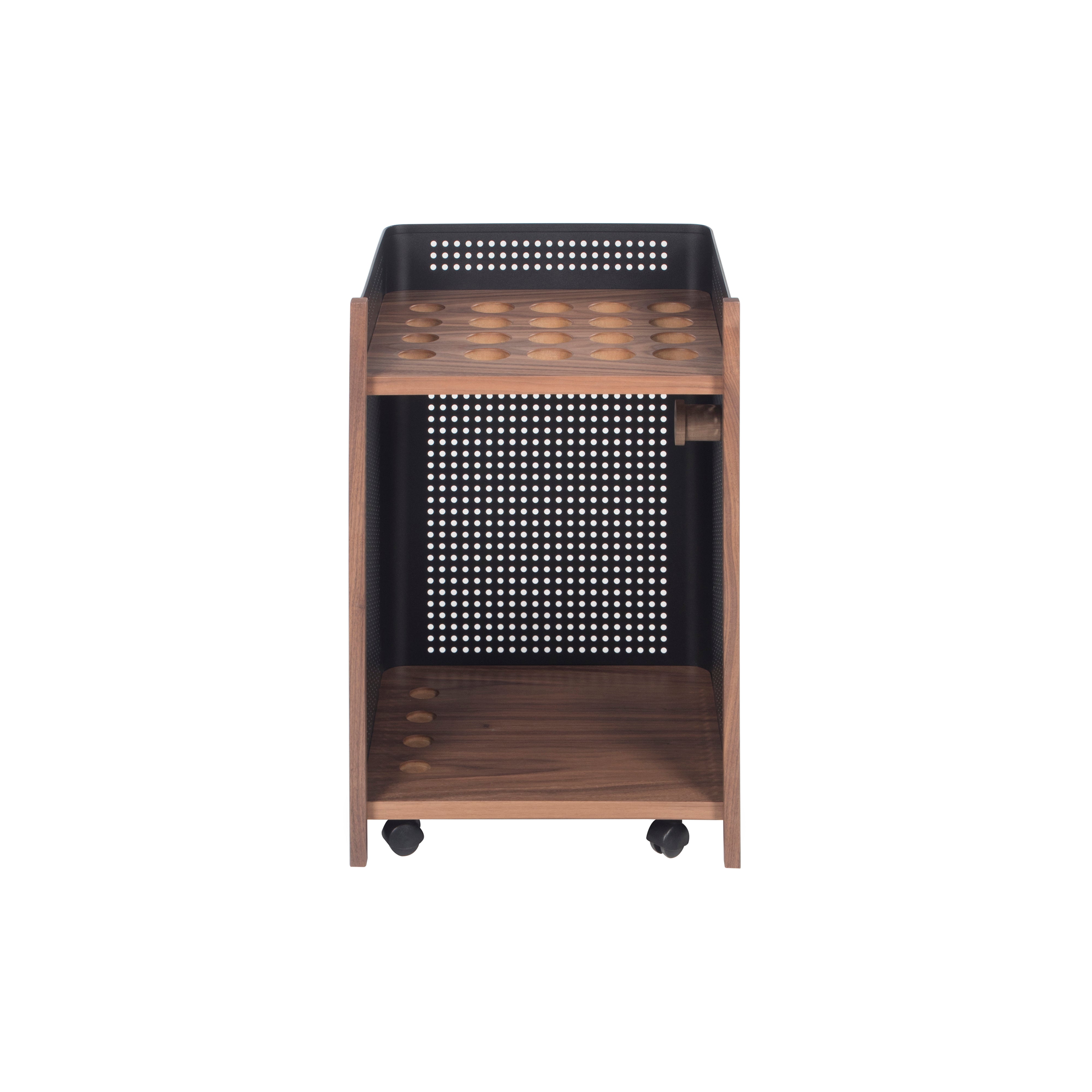 Mou Floor Cue Rack: Walnut + Jet Black