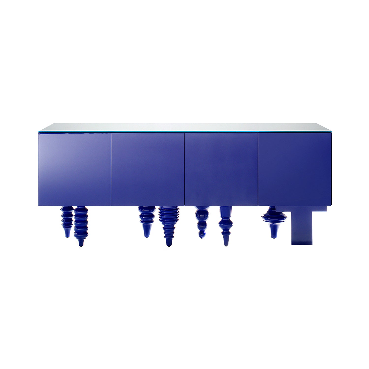 Multileg Cabinet: Glass
+ Gloss Lacquer Blue Lac09 + 