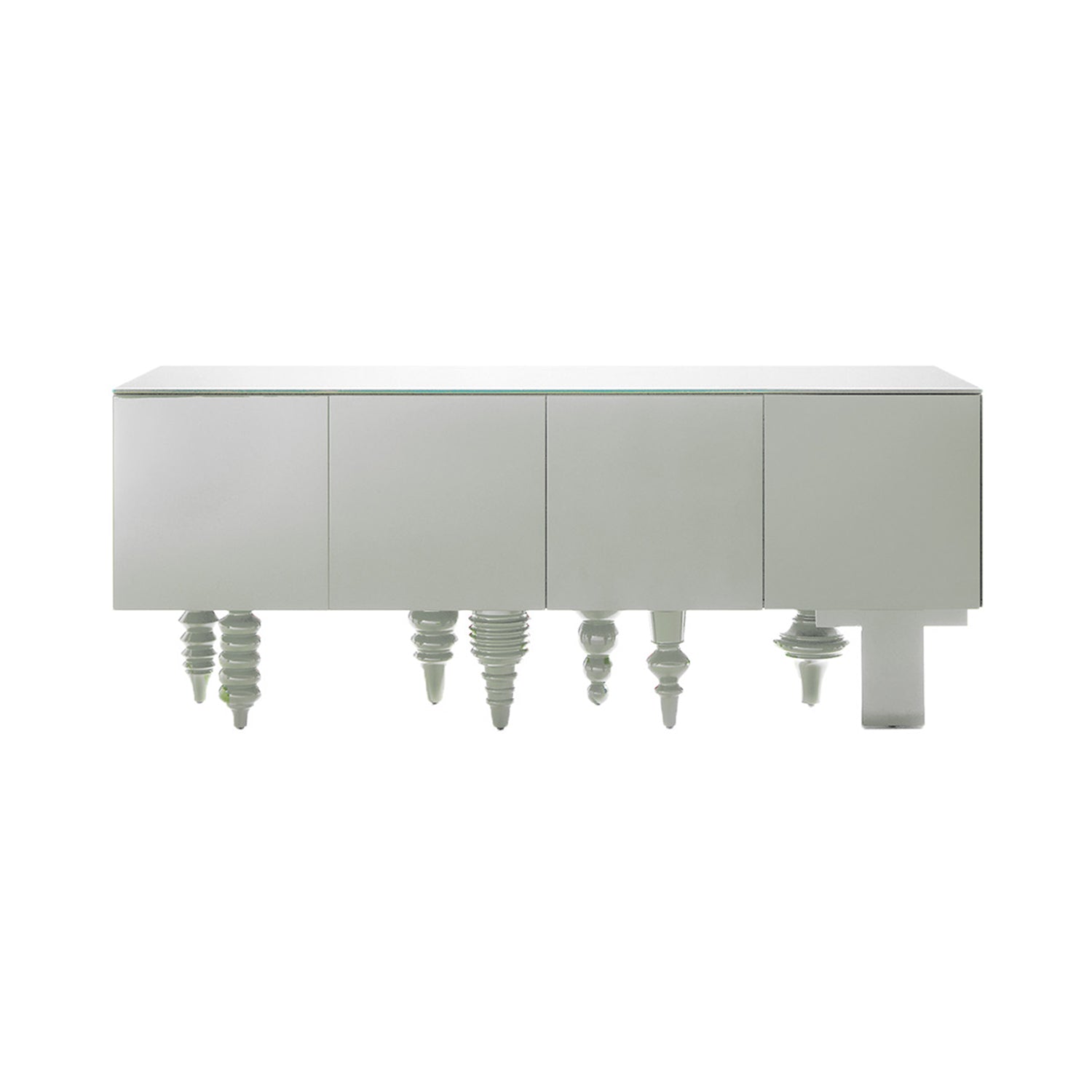 Multileg Cabinet: Glass + Gloss Lacquer White B31 + 