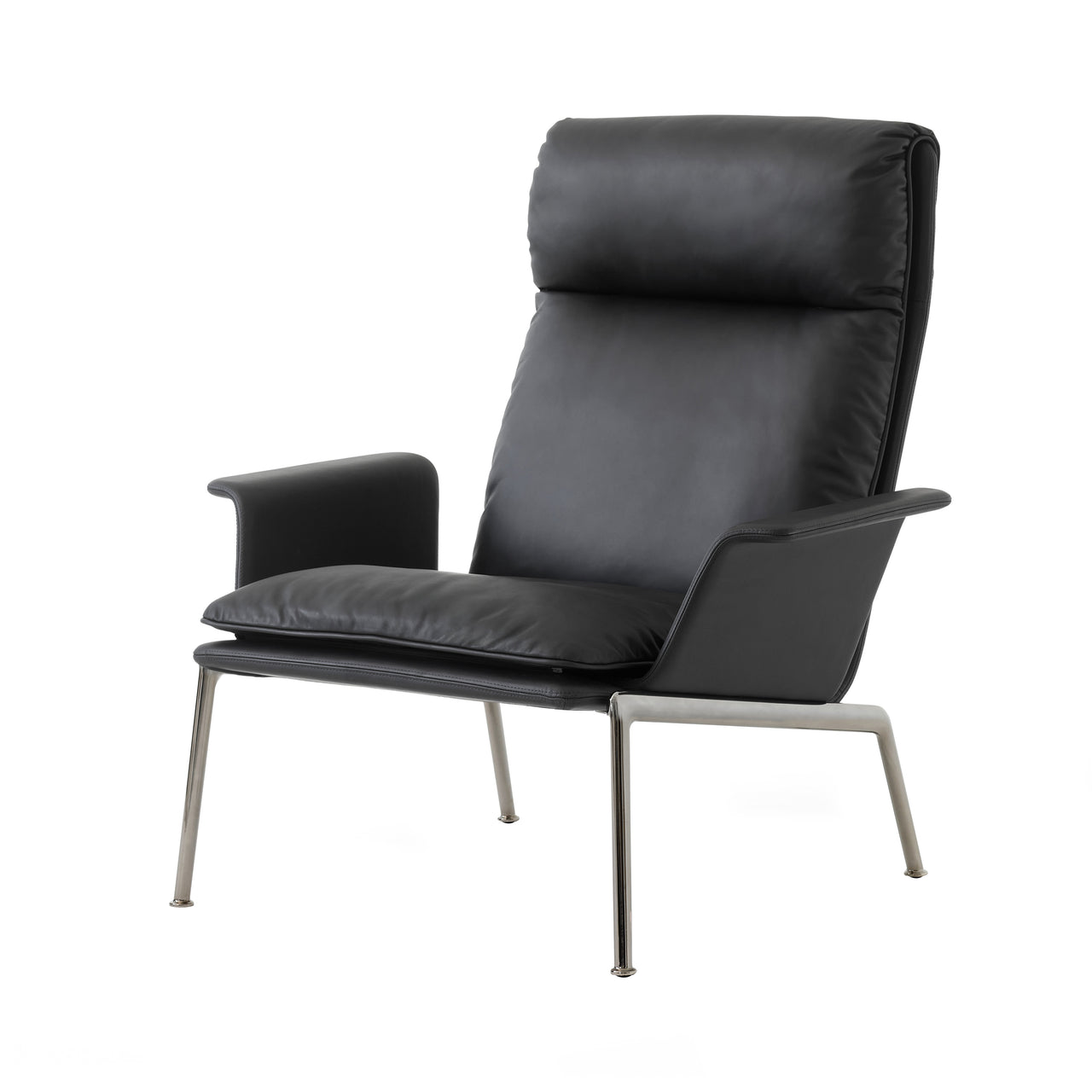Muno LN17 Highback Arm Lounge Chair: Dark Chrome