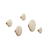 The Dots Wall Hooks: Set of 5 + Oak