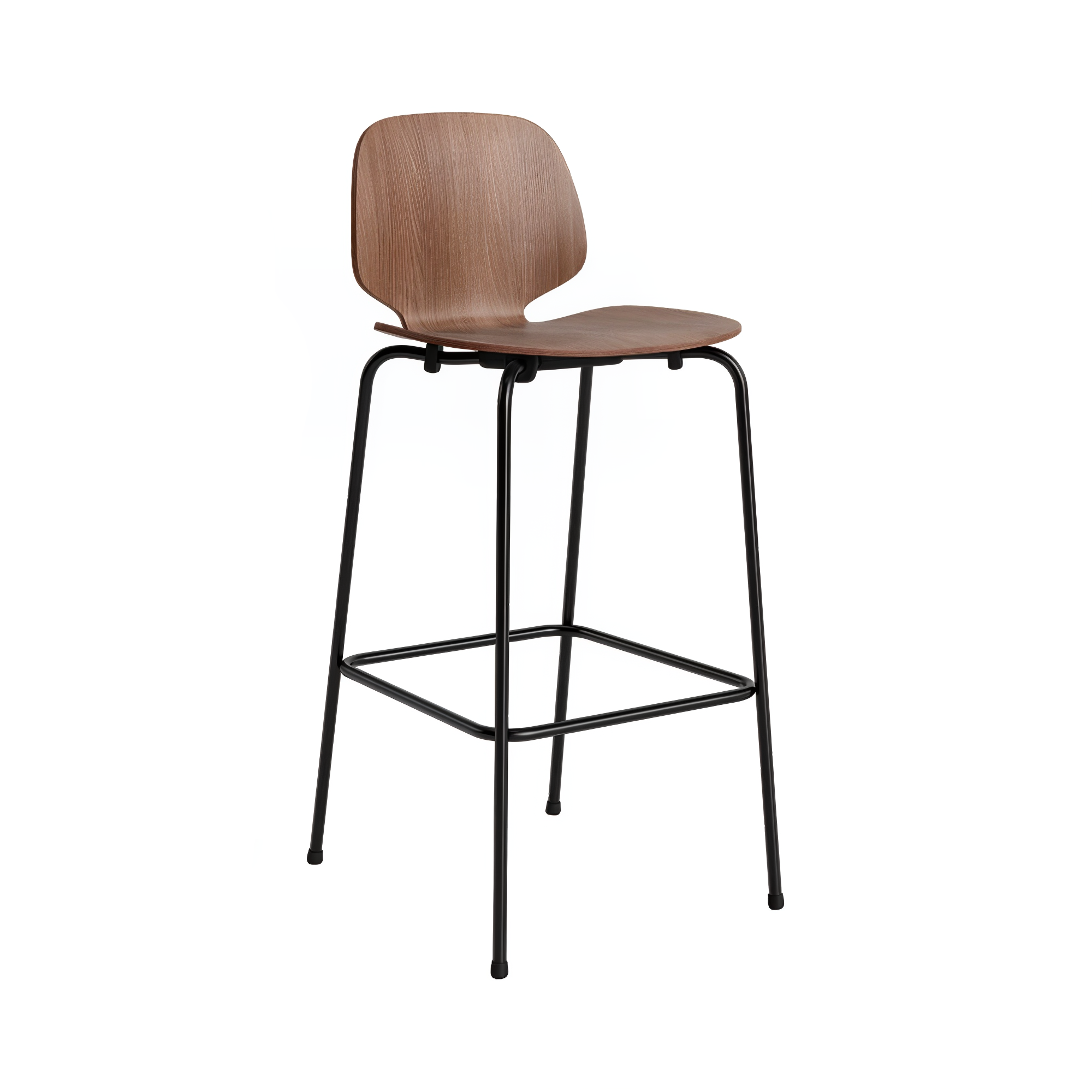 My Chair Bar + Counter Stool: Metal Base + Bar + Walnut + Black Steel