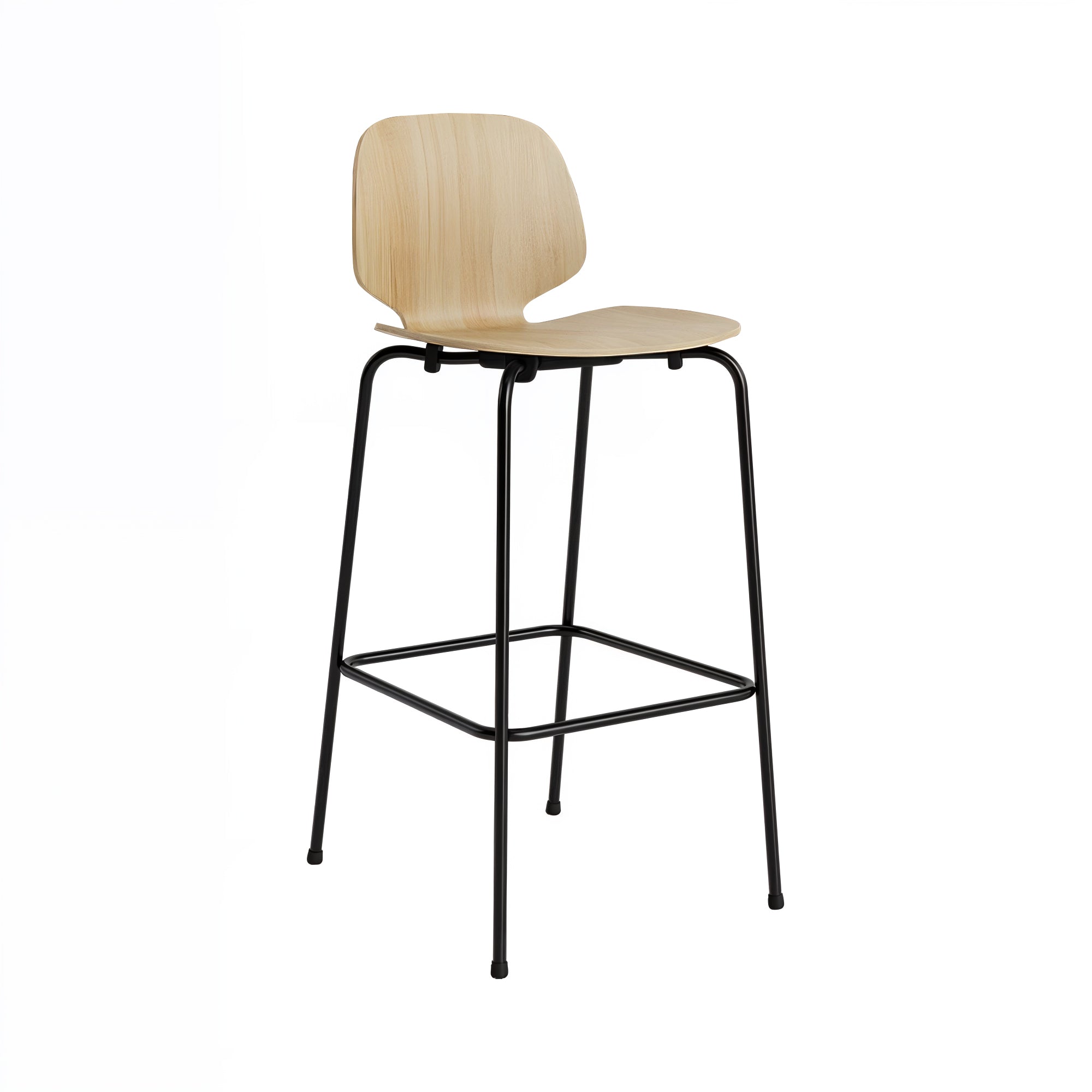 My Chair Bar + Counter Stool: Metal Base + Bar + Oak + Black Steel