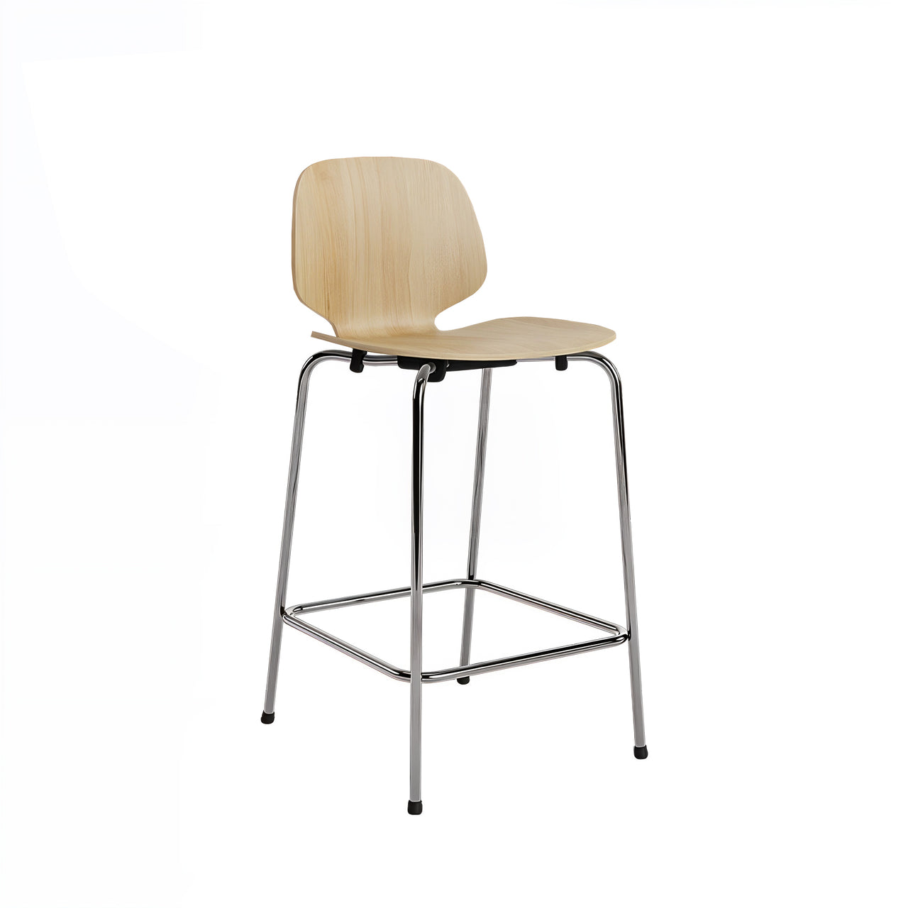 My Chair Bar + Counter Stool: Metal Base + Counter + Oak + Chrome
