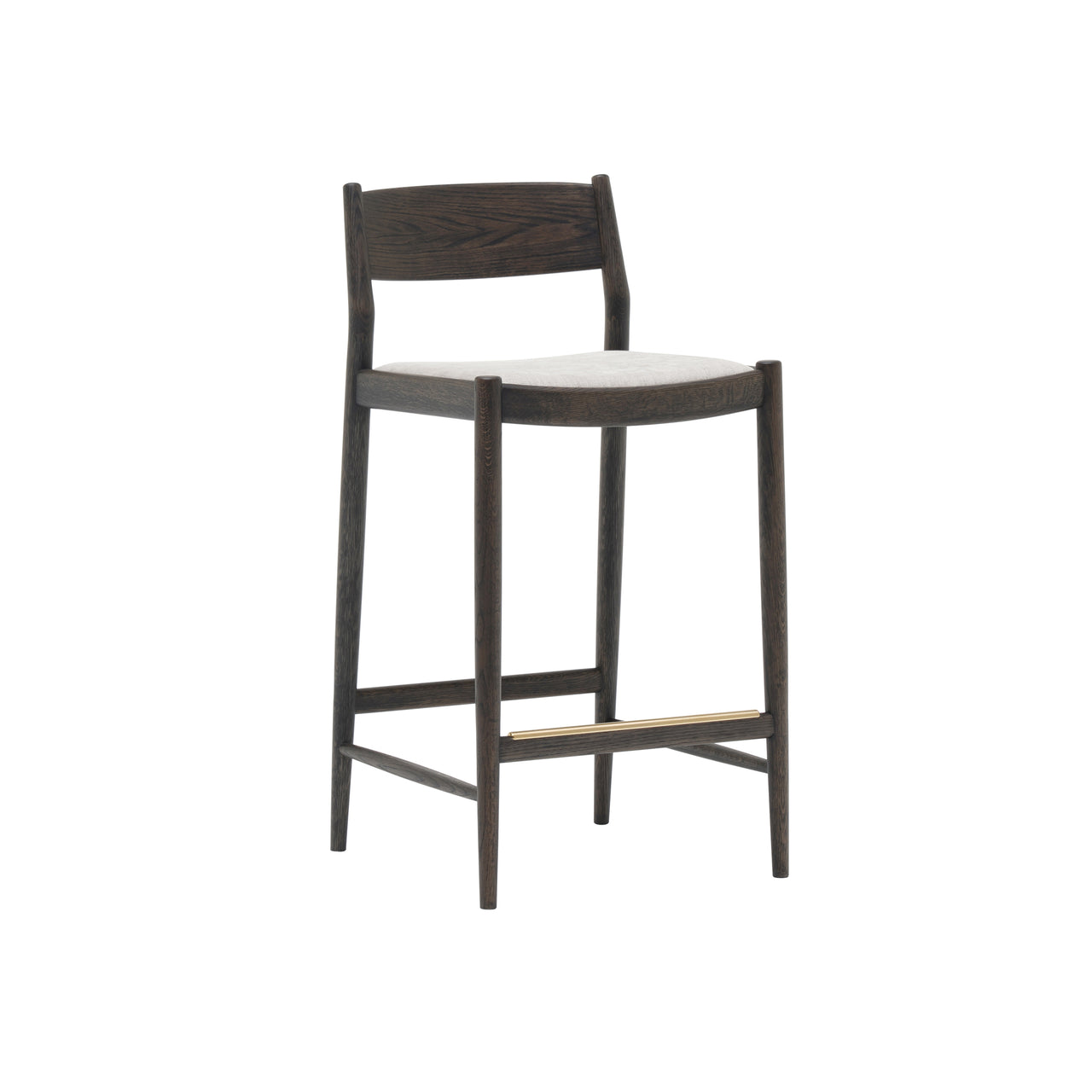 Minatomirai Cafe Bar + Counter Stool N-BS01: Upholstered + Counter + Smoked Oak