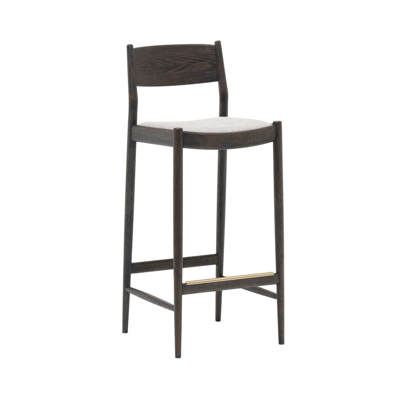 Minatomirai Cafe Bar + Counter Stool N-BS01: Upholstered + Bar + Smoked Oak