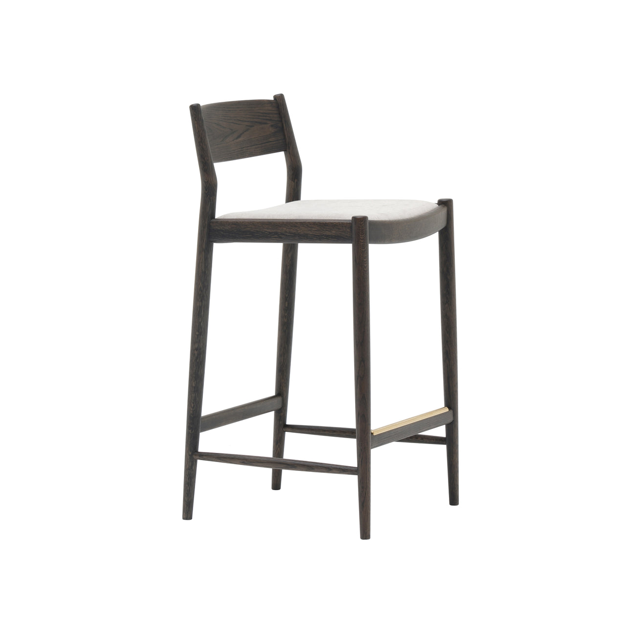 Minatomirai Cafe Bar + Counter Stool N-BS01: Upholstered + Counter + Smoked Oak