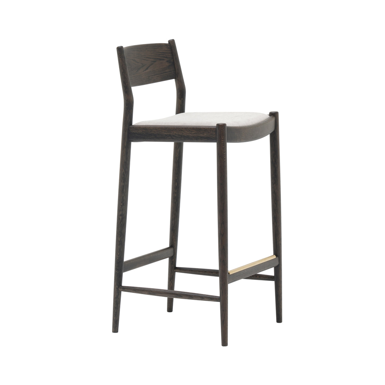 Minatomirai Cafe Bar + Counter Stool N-BS01: Upholstered + Bar + Smoked Oak