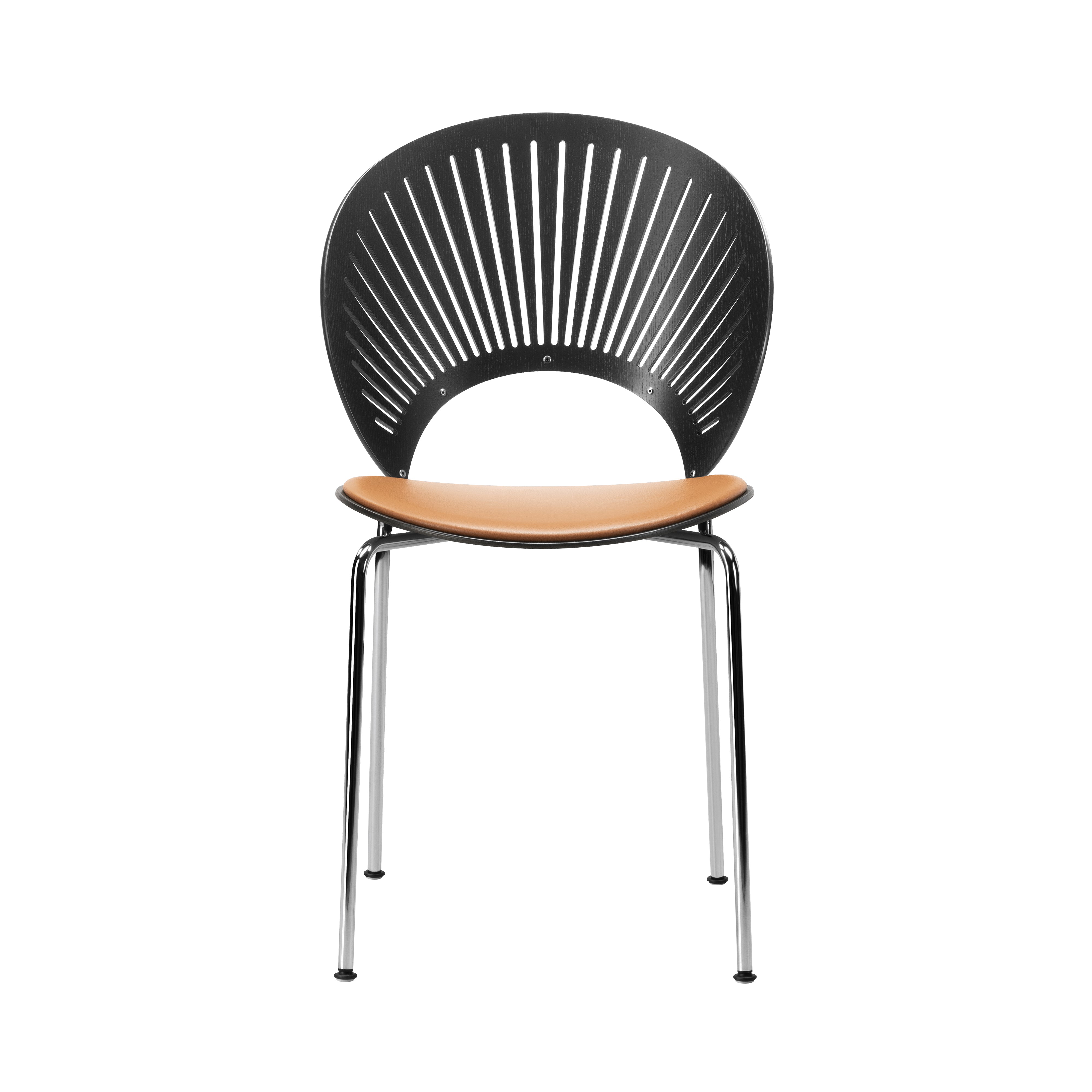 Trinidad Chair: Chrome Base + Seat Upholstered + Black Lacquered