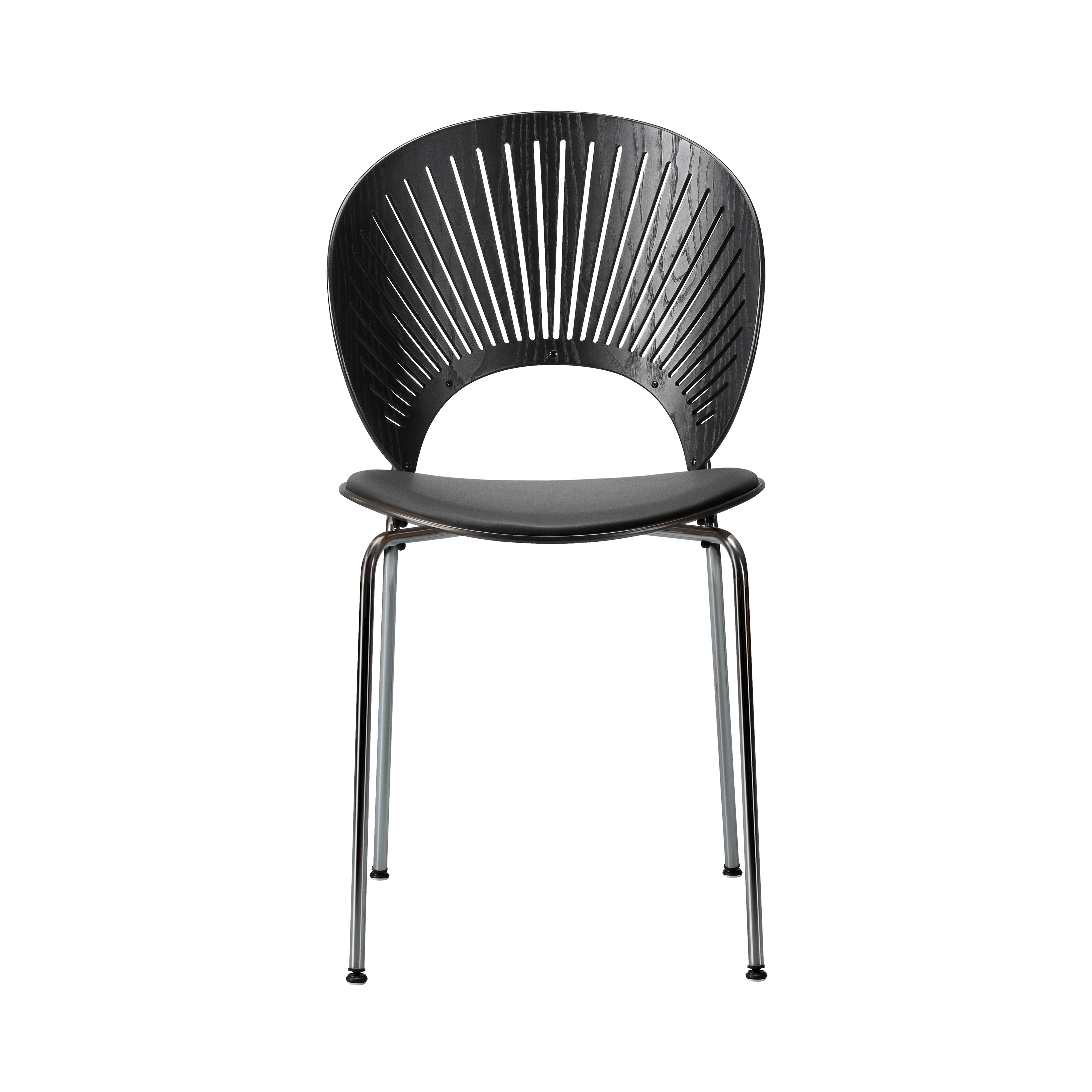 Trinidad Chair: Chrome Base + Seat Upholstered + Black Lacquered