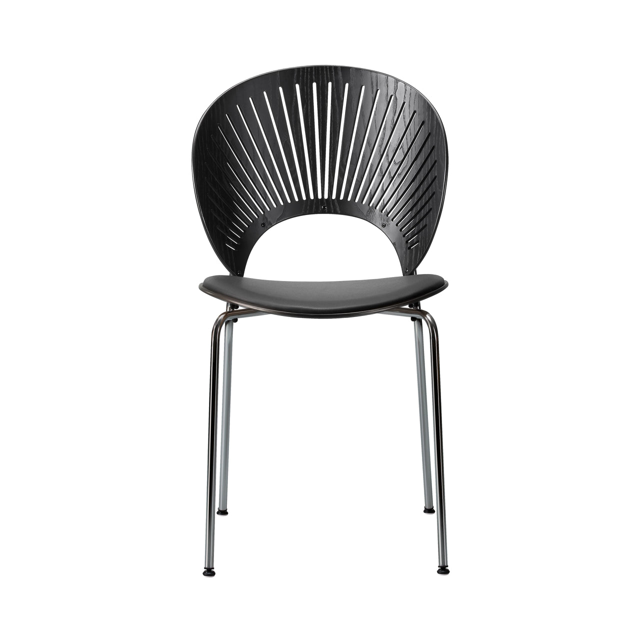 Trinidad Chair: Chrome Base + Seat Upholstered + Black Lacquered