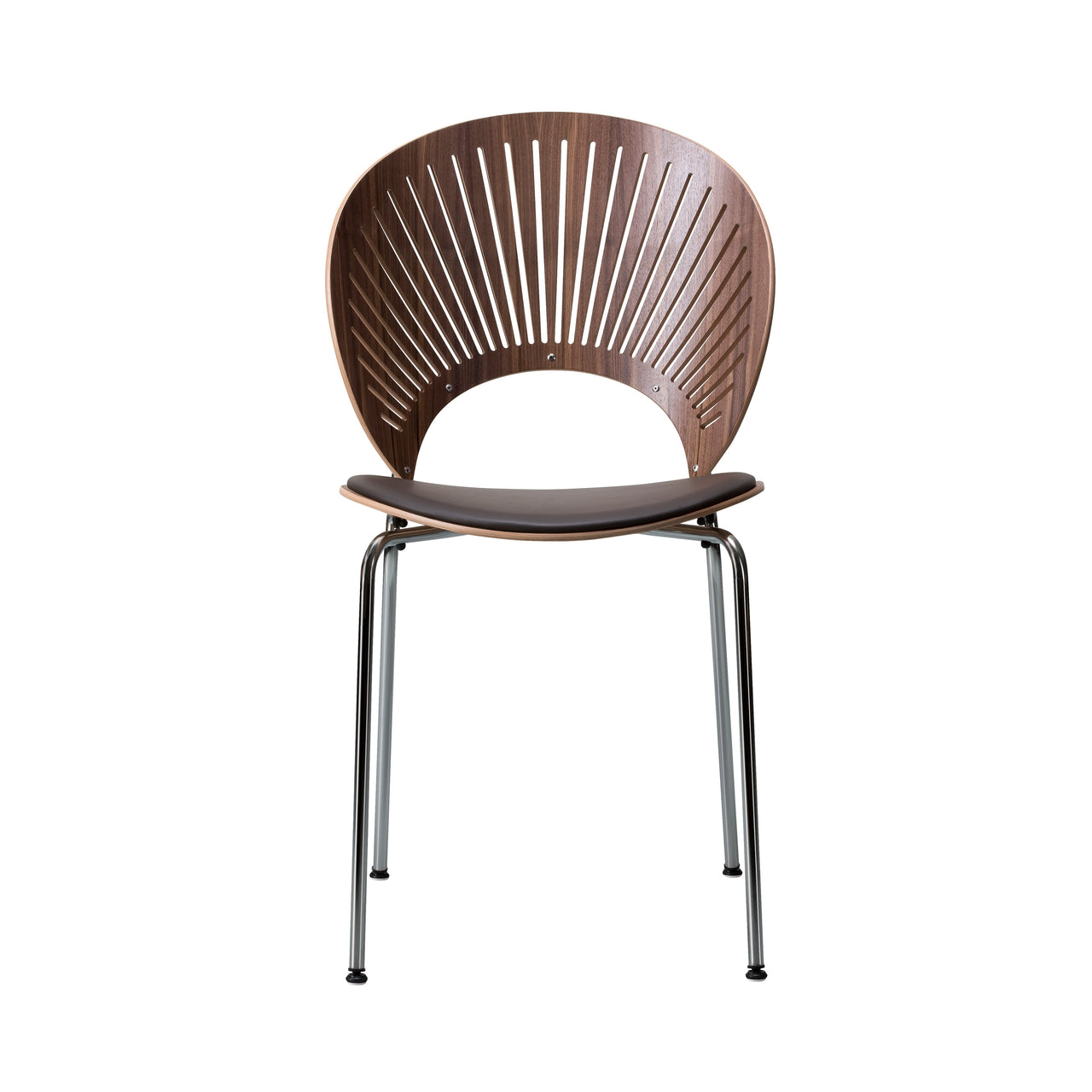 Trinidad Chair: Chrome Base + Seat Upholstered + Lacquered Walnut