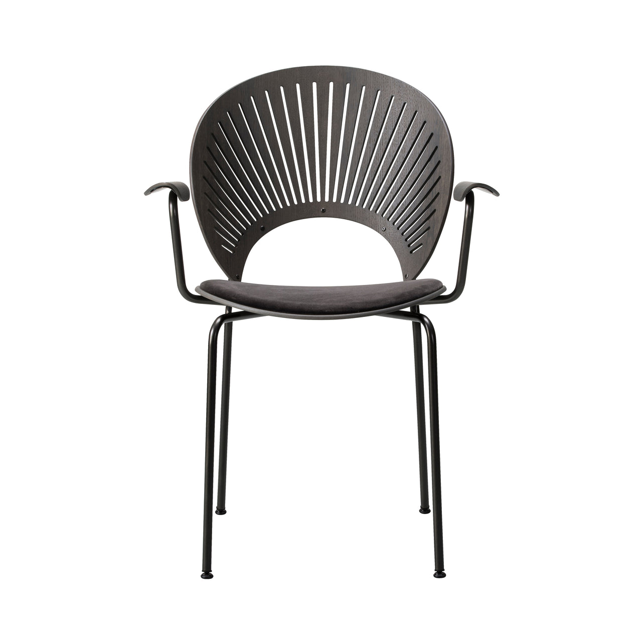 Trinidad Armchair: Black Base + Seat Upholstered + Black Lacquered